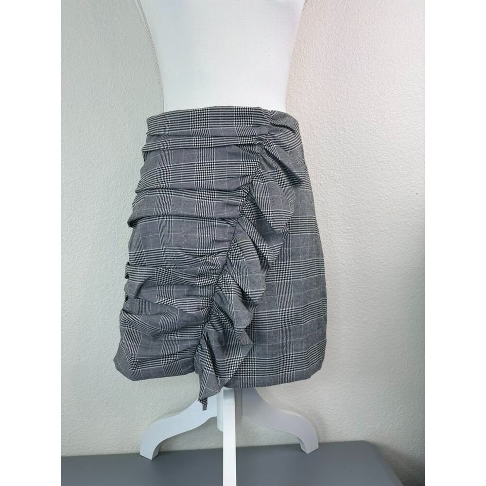 The Jetset Diaries‎ women's medium houndstooth ruffle a-line mini skirt NWT